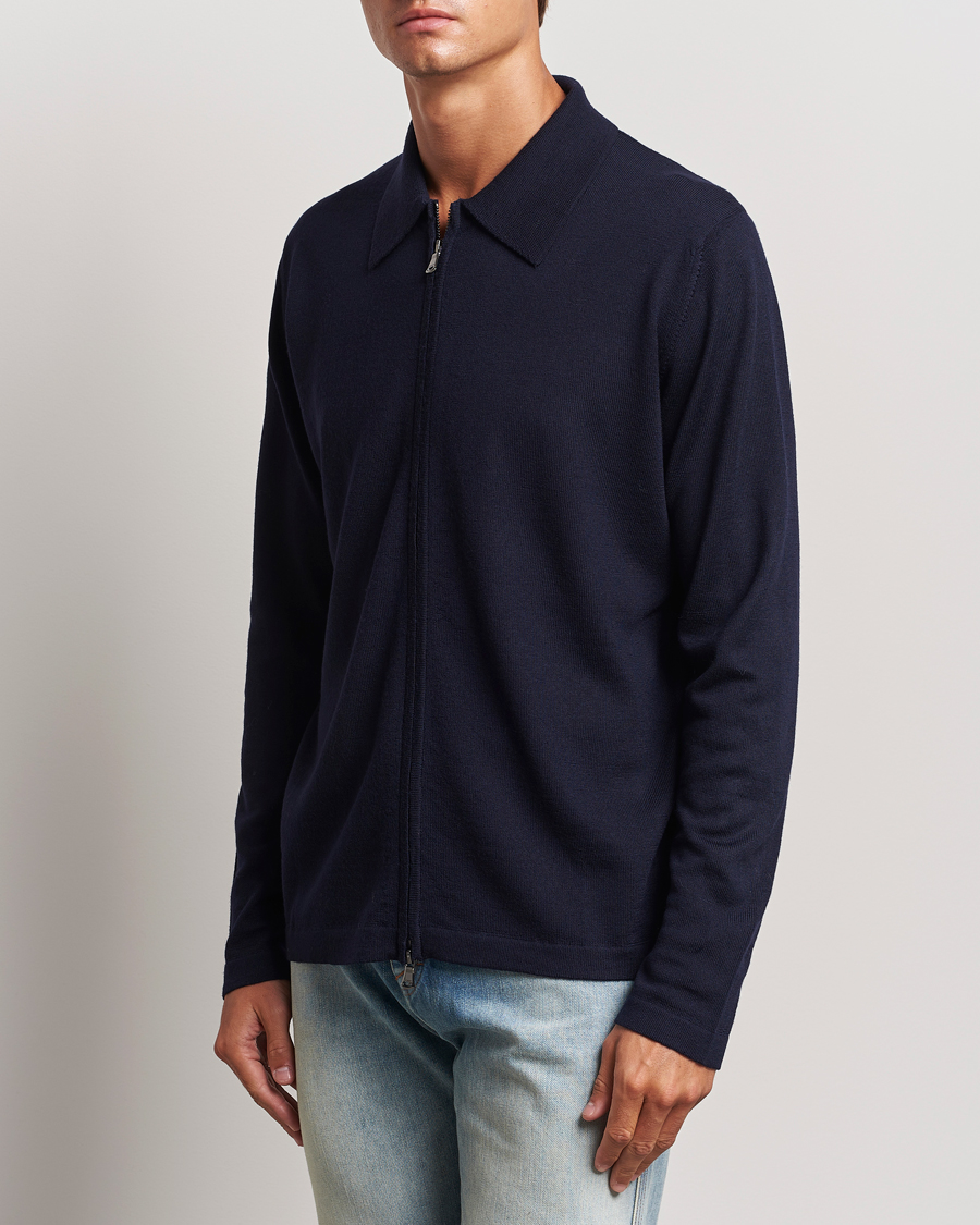 Homme | Pulls Et Tricots | J.Lindeberg | Kaleb Merino Zip Cardigan Navy