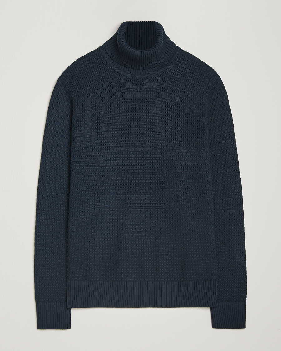Homme | Pulls Et Tricots | J.Lindeberg | Olivero Structure Cotton Turtleneck Navy