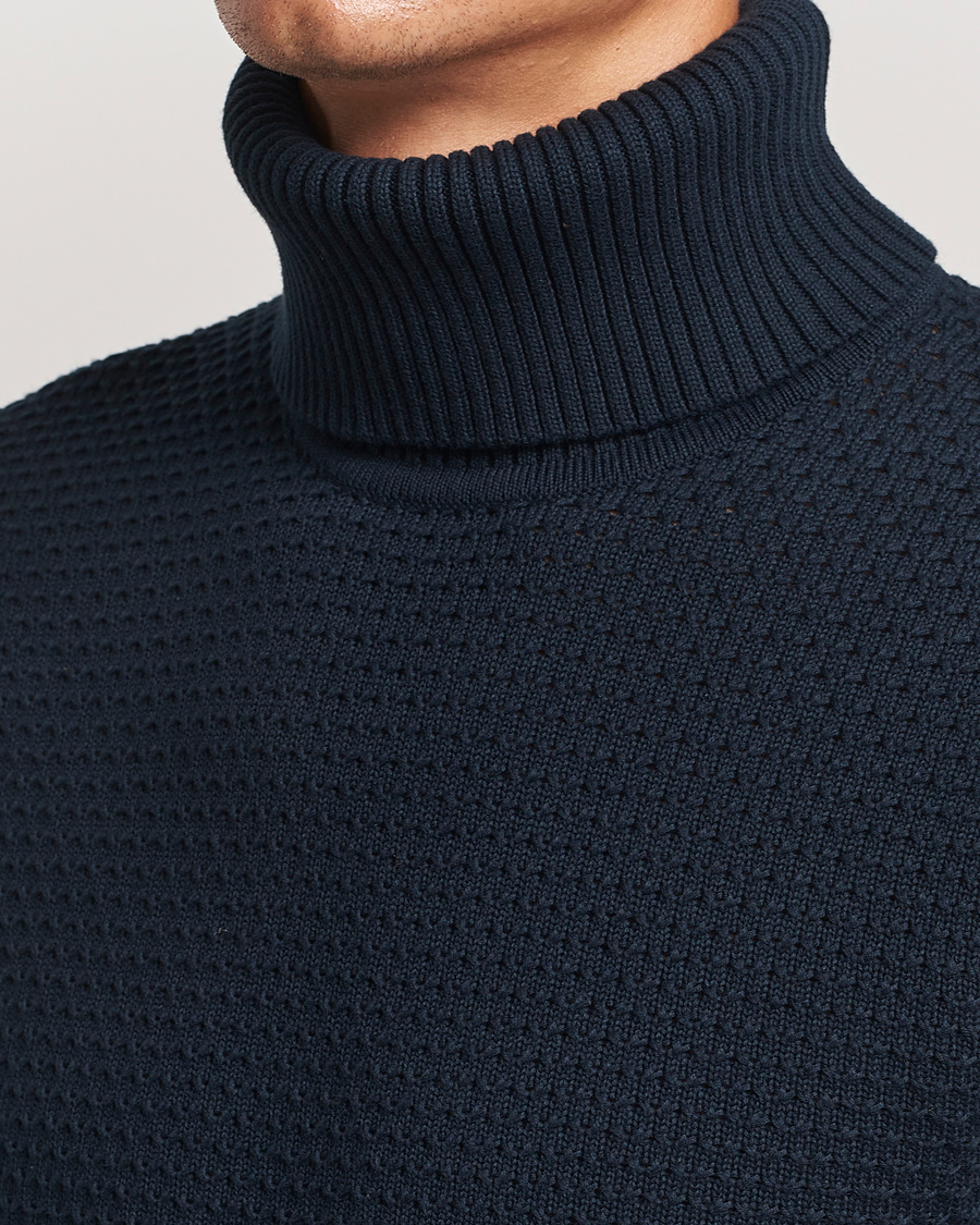 Homme | Pulls Et Tricots | J.Lindeberg | Olivero Structure Cotton Turtleneck Navy