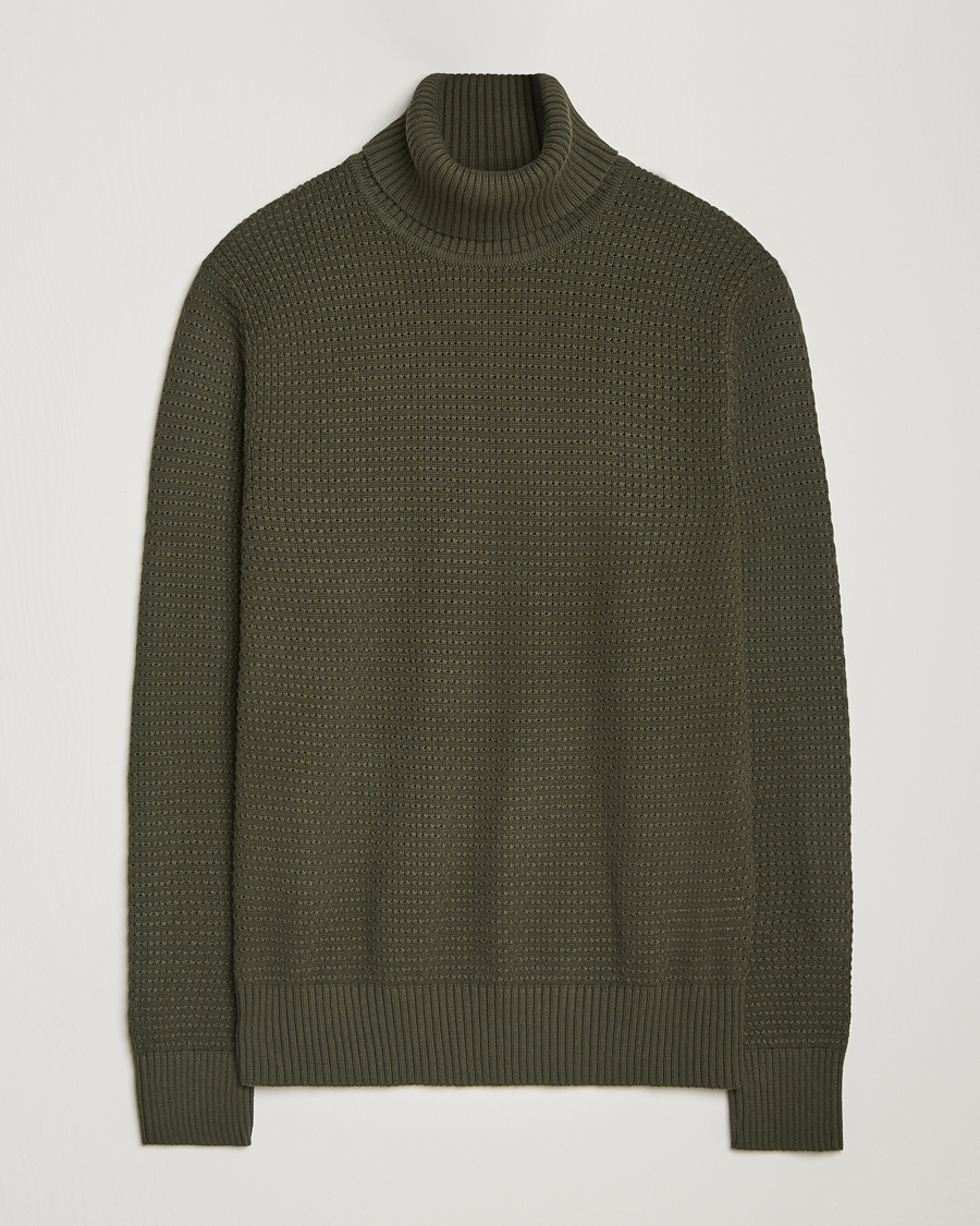 Homme | Pulls Et Tricots | J.Lindeberg | Olivero Structure Cotton Turtleneck Forest Green