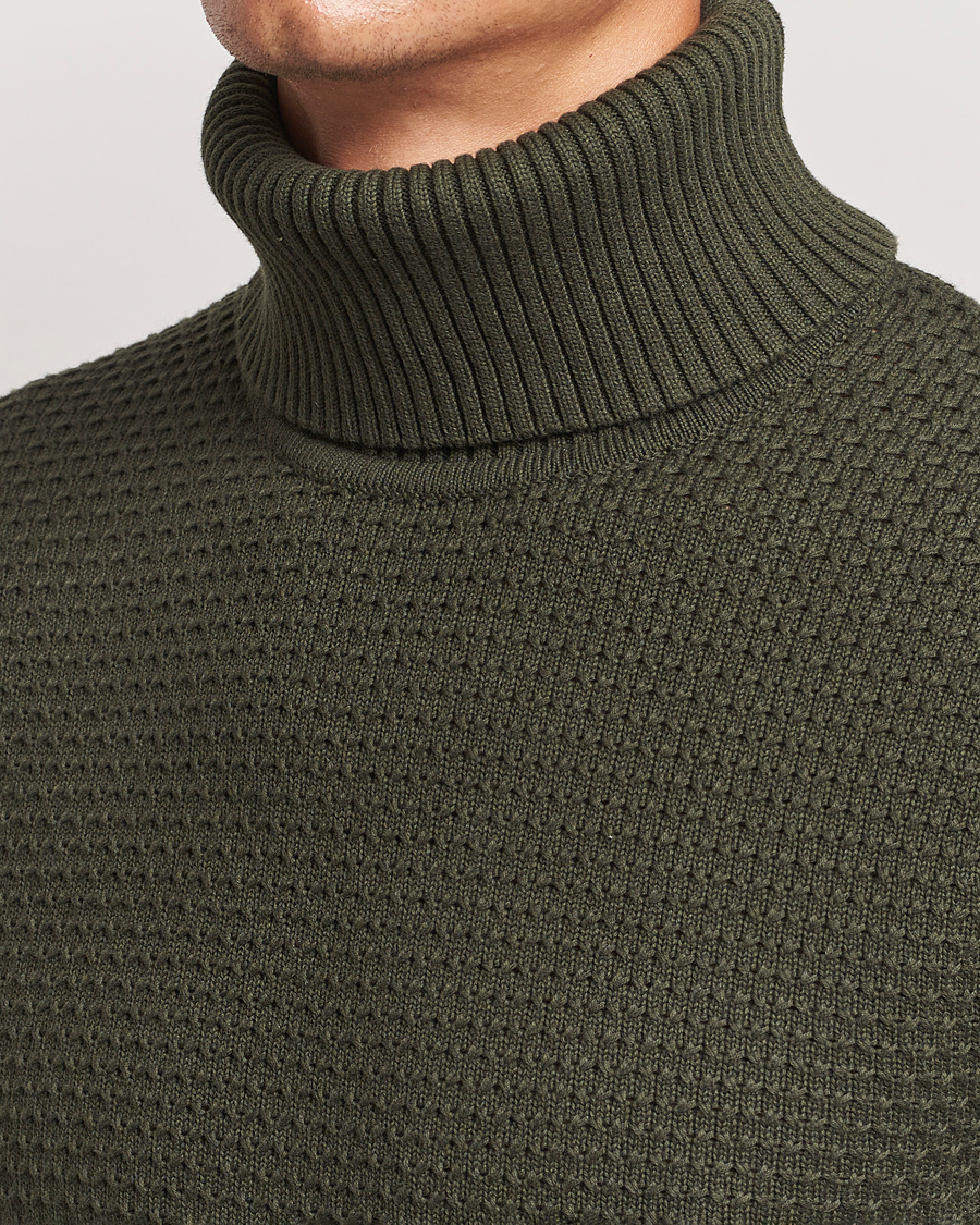 Homme | Pulls Et Tricots | J.Lindeberg | Olivero Structure Cotton Turtleneck Forest Green