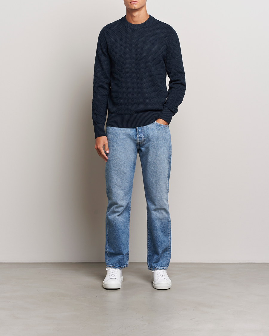 Homme | Pulls Et Tricots | J.Lindeberg | Oliver Structure Cotton Sweater Navy
