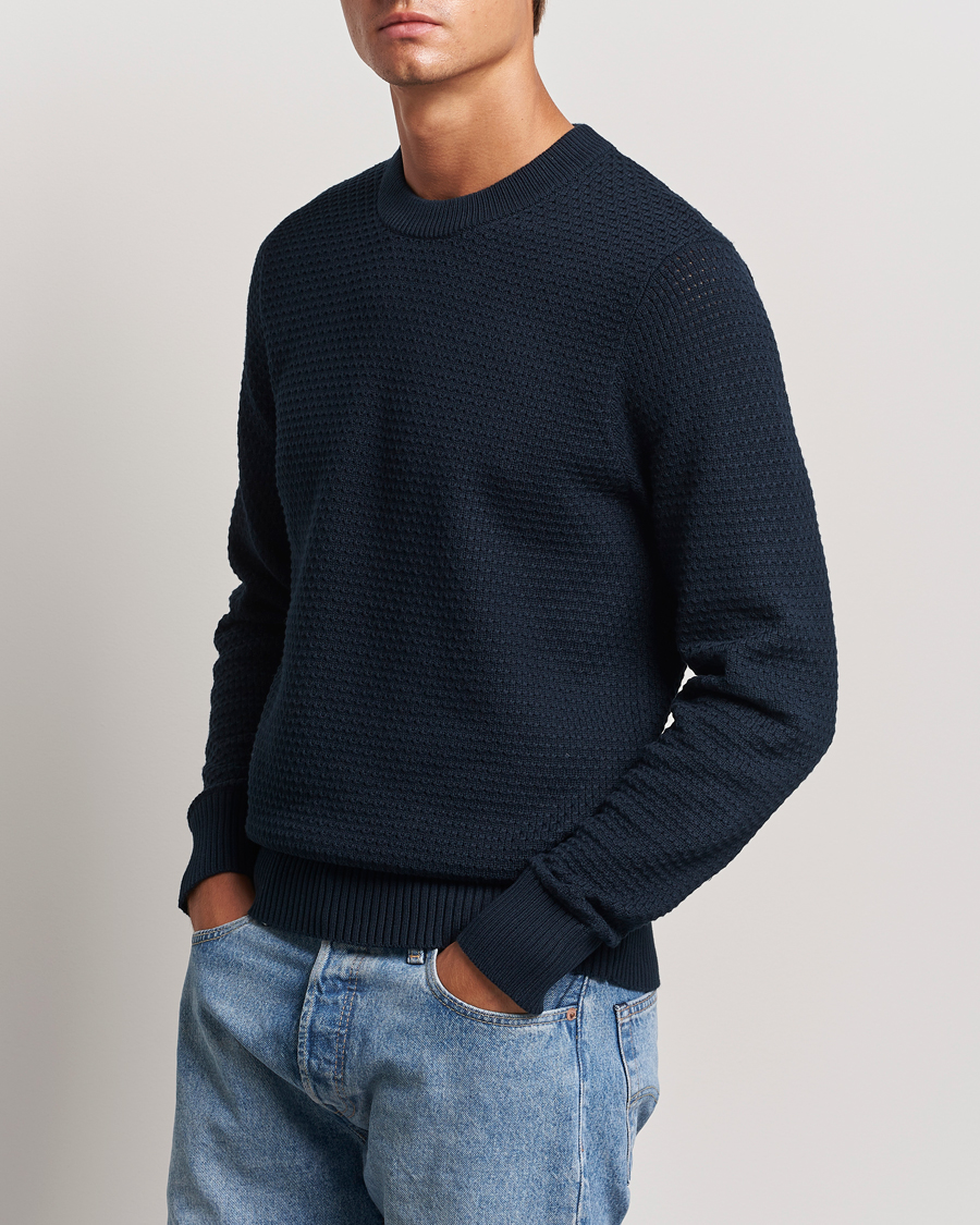 Homme | Pulls Et Tricots | J.Lindeberg | Oliver Structure Cotton Sweater Navy