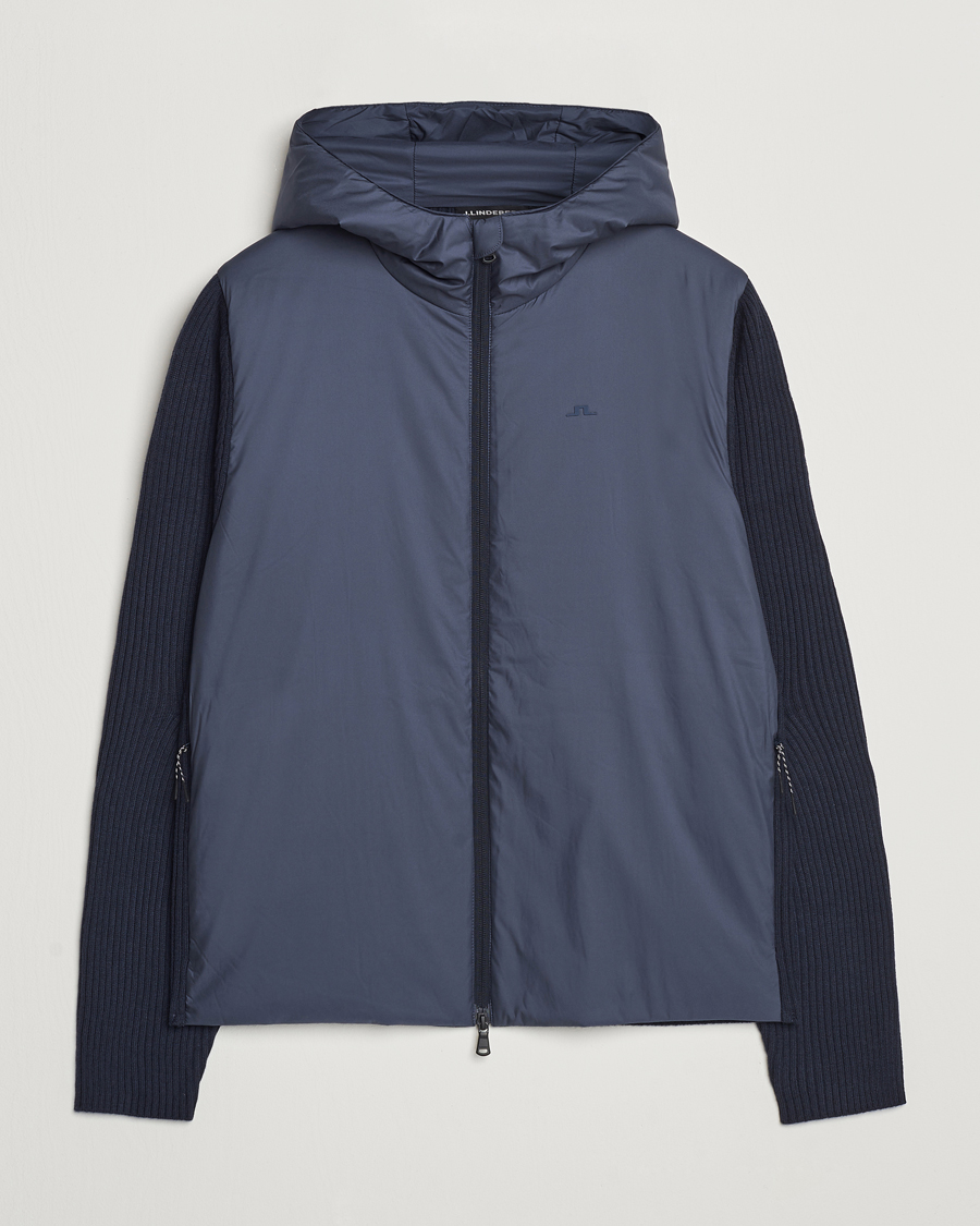 Homme | Manteaux Et Vestes | J.Lindeberg | Thierry Hybrid Knit Hoodie Navy