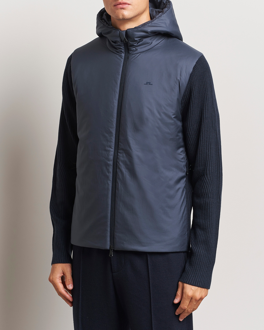 Homme | Manteaux Et Vestes | J.Lindeberg | Thierry Hybrid Knit Hoodie Navy