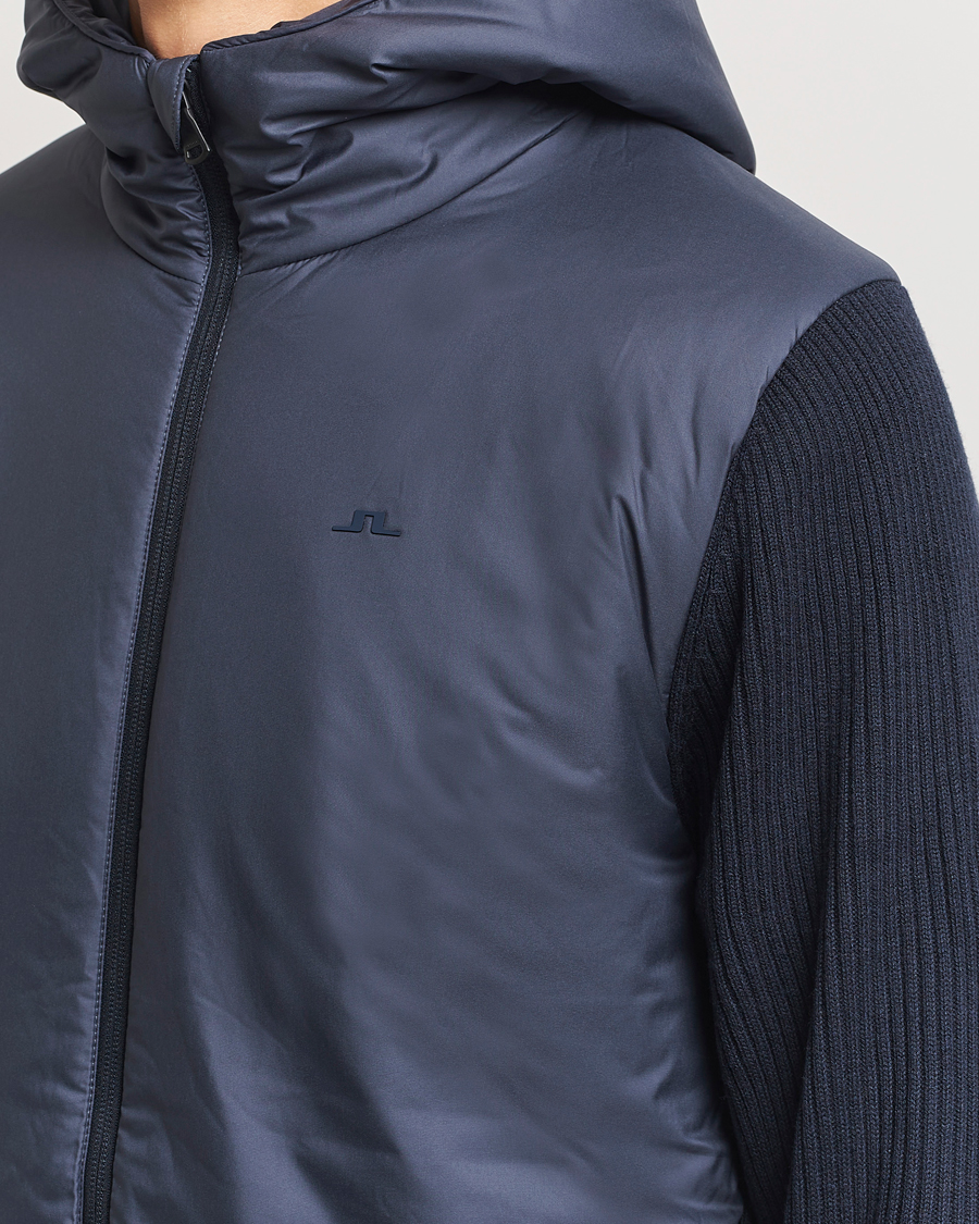 Homme | Manteaux Et Vestes | J.Lindeberg | Thierry Hybrid Knit Hoodie Navy