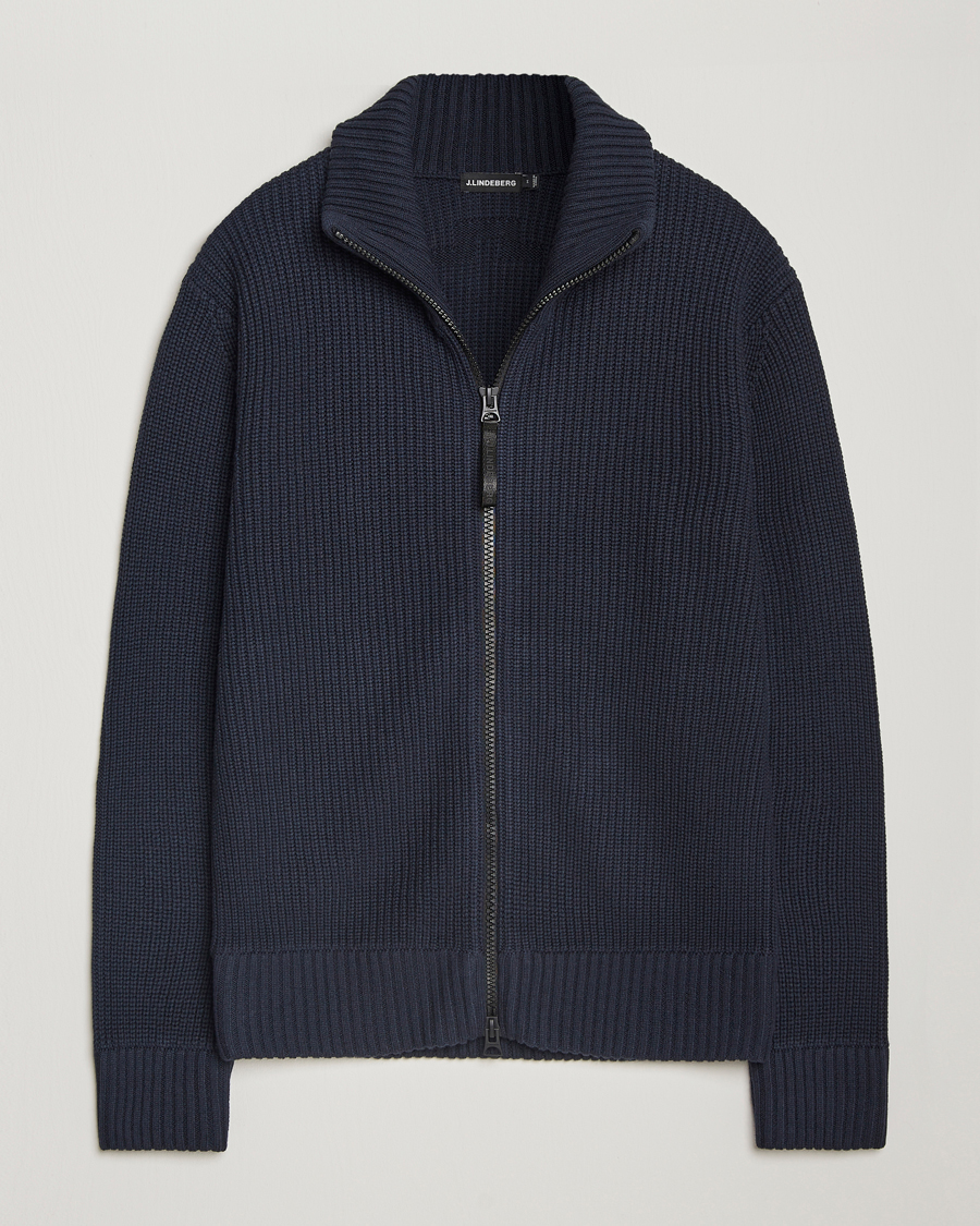 Homme | Pulls Et Tricots | J.Lindeberg | Skyler Wool Blend Zip Cardigan Navy