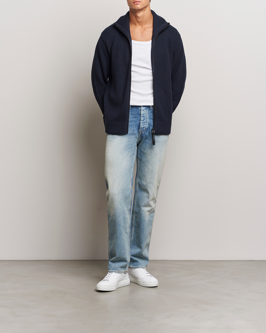 Homme | Pulls Et Tricots | J.Lindeberg | Skyler Wool Blend Zip Cardigan Navy