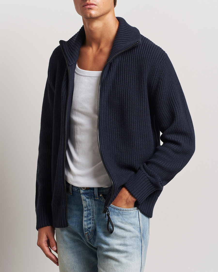 Homme | Pulls Et Tricots | J.Lindeberg | Skyler Wool Blend Zip Cardigan Navy