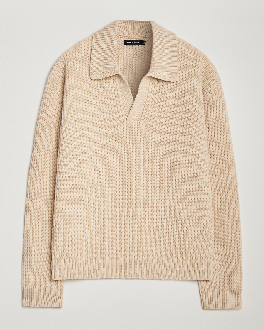 Homme | Pulls Et Tricots | J.Lindeberg | Jethro Heavy Polo Knit Moonbeam