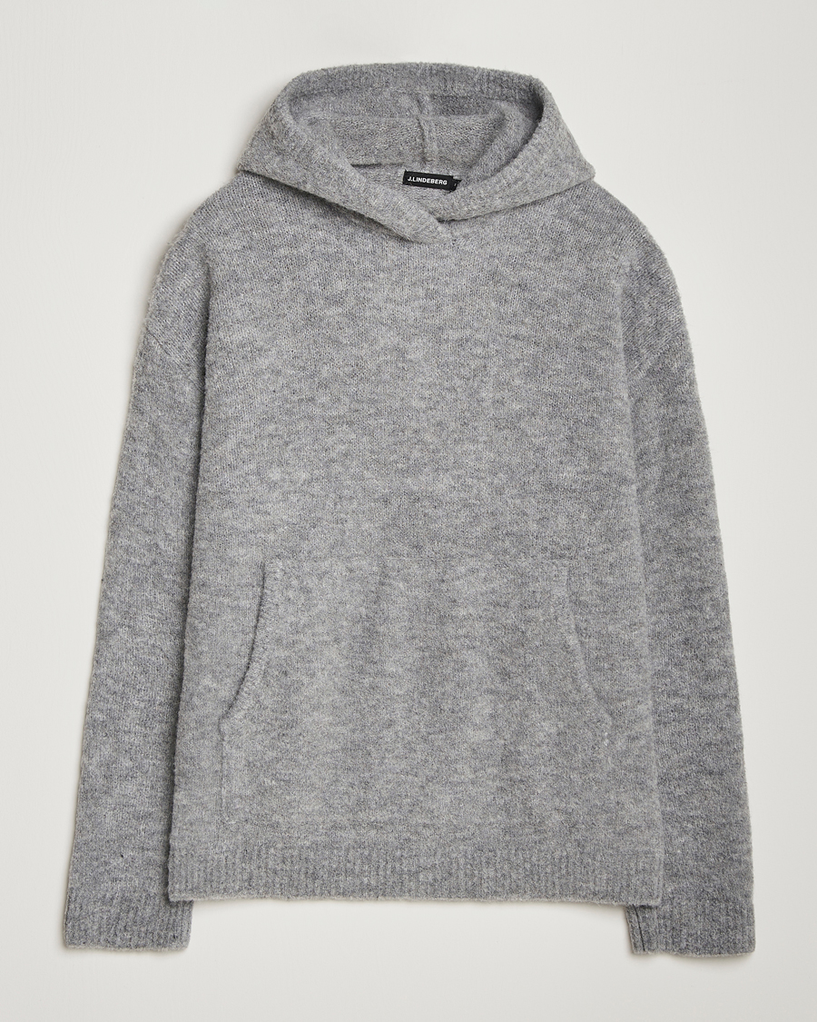 Homme | Pulls Et Tricots | J.Lindeberg | Broon Alpaca Blend Hoodie Mid Grey Melange