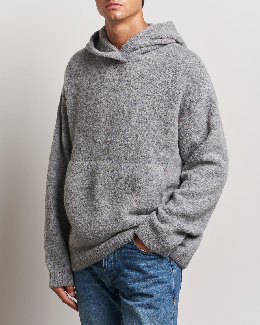 Homme | Pulls Et Tricots | J.Lindeberg | Broon Alpaca Blend Hoodie Mid Grey Melange