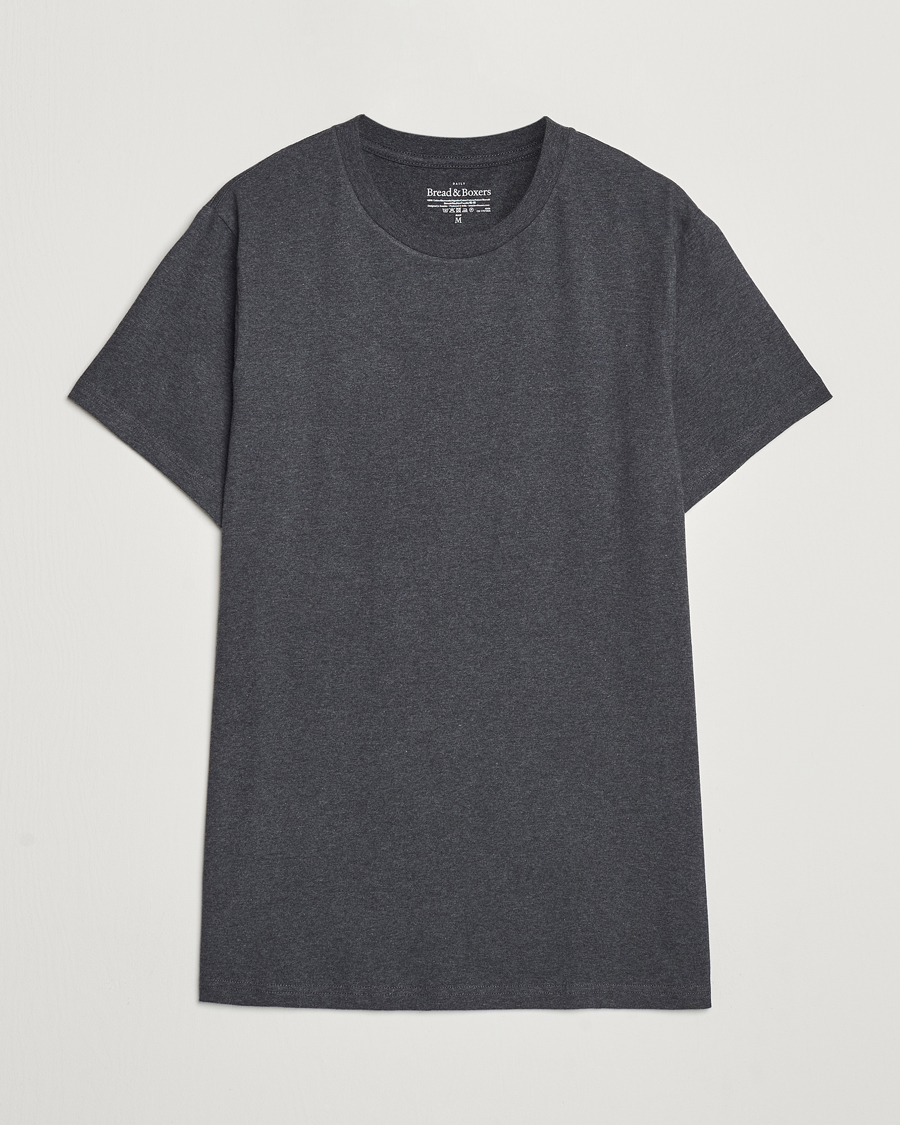 Homme | T-shirts | Bread & Boxers | Heavy Cotton Crew Neck T-Shirt Dark Grey Melange