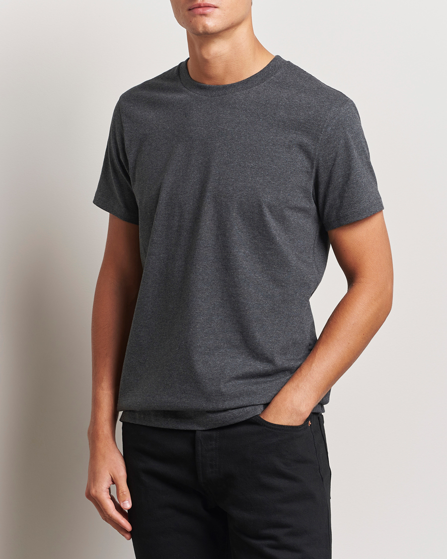 Homme | T-shirts | Bread & Boxers | Heavy Cotton Crew Neck T-Shirt Dark Grey Melange