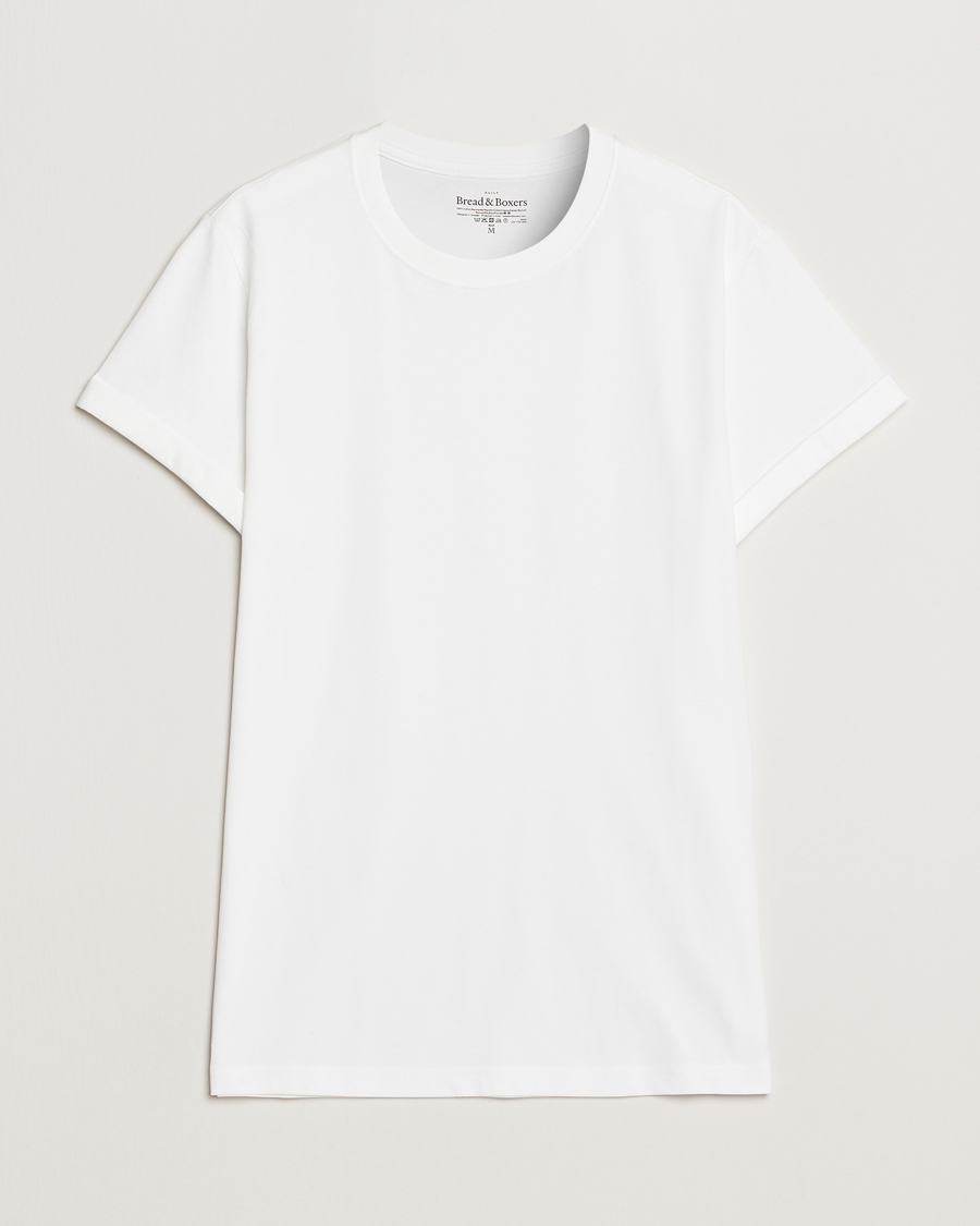 Homme | T-shirts | Bread & Boxers | Roll-Up Crew Neck T-Shirt White