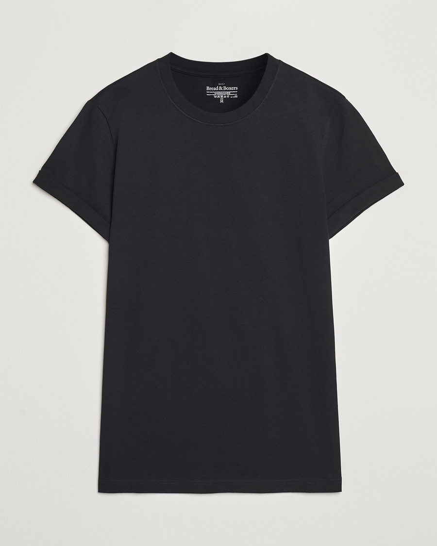 Homme | T-shirts | Bread & Boxers | Roll-Up Crew Neck T-Shirt Black
