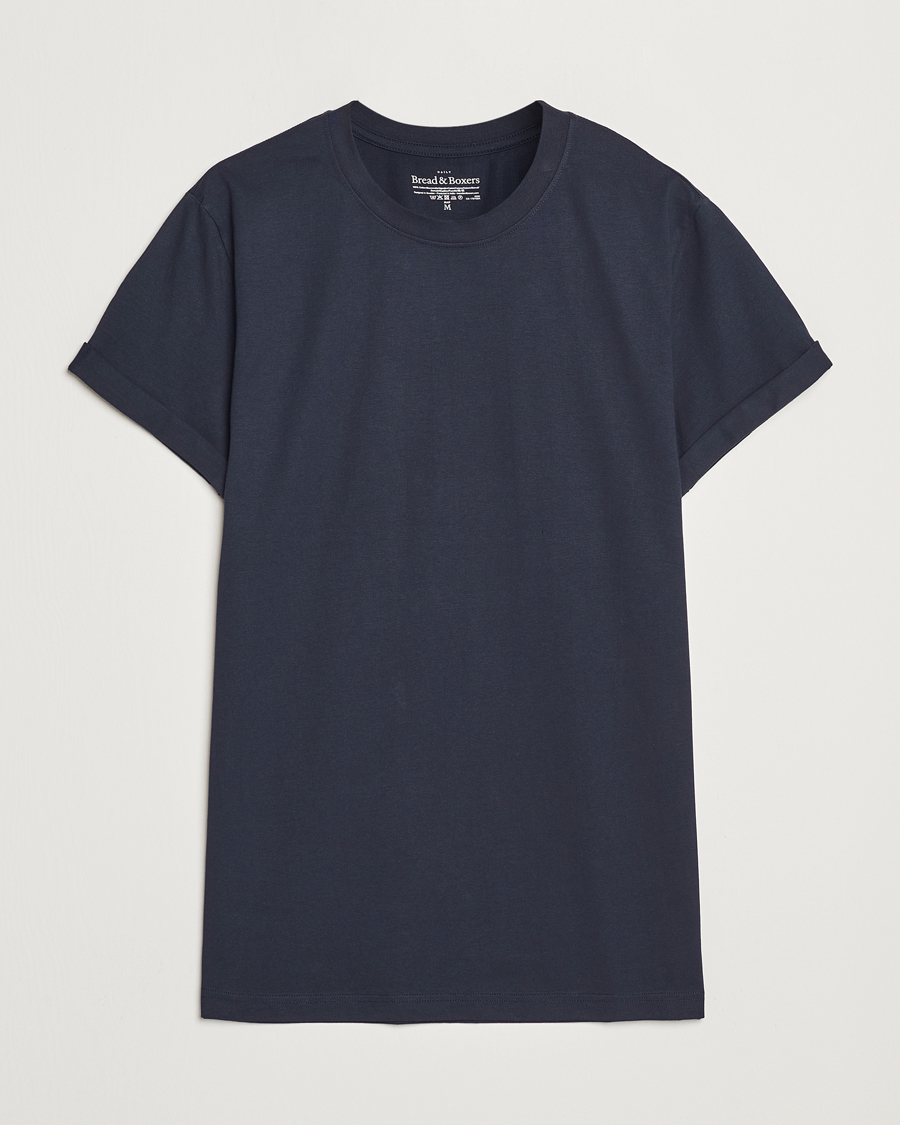 Homme | T-shirts | Bread & Boxers | Roll-Up Crew Neck T-Shirt Dark Navy