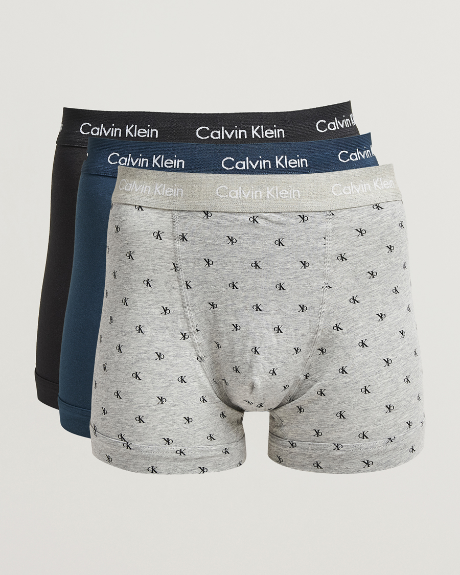 Homme | Sous-Vêtements Et Chaussettes | Calvin Klein | Cotton Stretch 3-Pack Trunk Black/Grey/Blue