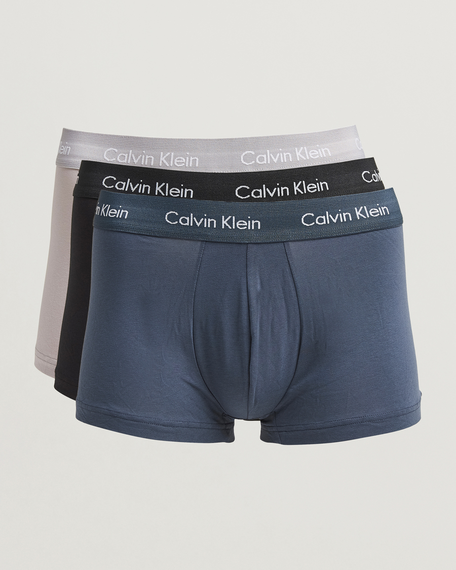 Homme | Sous-Vêtements Et Chaussettes | Calvin Klein | Cotton Stretch 3-Pack Low Rise Trunk Black/Blue/Grey