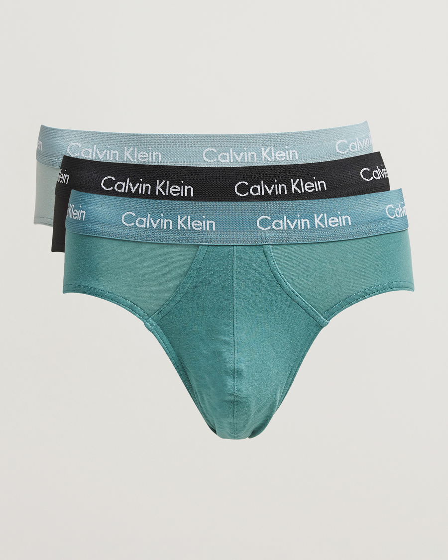 Homme | Sous-Vêtements Et Chaussettes | Calvin Klein | Cotton Stretch Hip Breif 3-Pack Black/Grey/Green