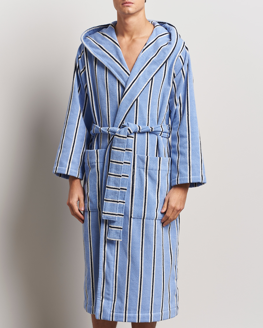 Homme | Peignoirs Et Pyjamas | Tekla | Organic Terry Hooded Bathrobe Basset Stripes