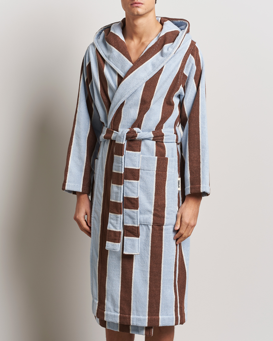 Homme | Peignoirs Et Pyjamas | Tekla | Organic Terry Hooded Bathrobe Cocoa Stripes