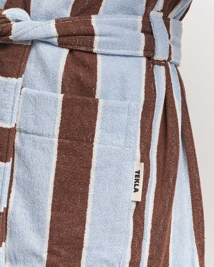 Homme | Peignoirs Et Pyjamas | Tekla | Organic Terry Hooded Bathrobe Cocoa Stripes