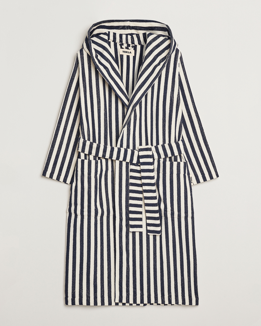 Homme | Peignoirs Et Pyjamas | Tekla | Organic Terry Hooded Bathrobe Humbug Stripes
