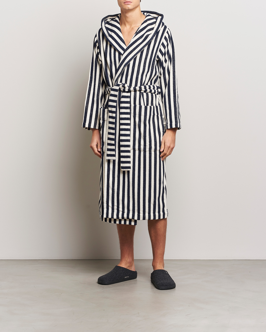 Homme | Peignoirs Et Pyjamas | Tekla | Organic Terry Hooded Bathrobe Humbug Stripes