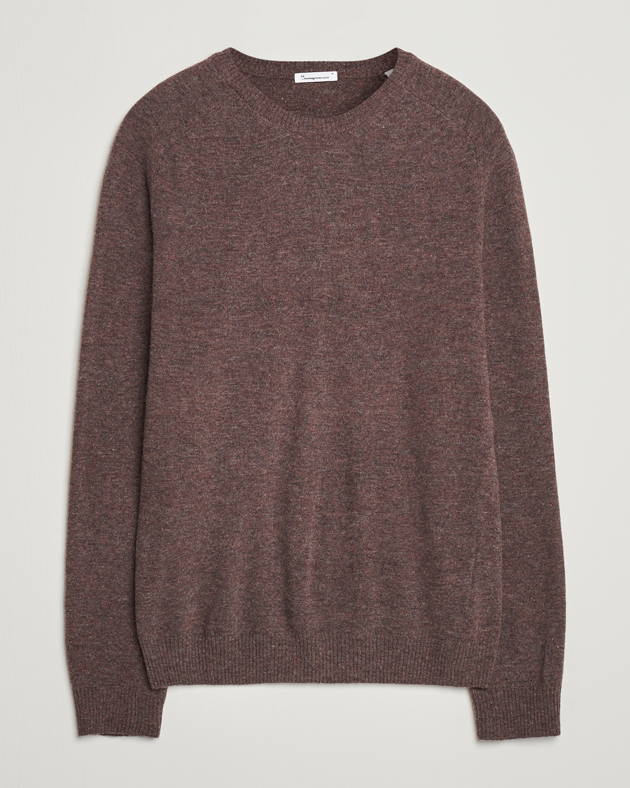 Homme | Pulls Et Tricots | KnowledgeCotton Apparel | Lambswool Roundneck Brown