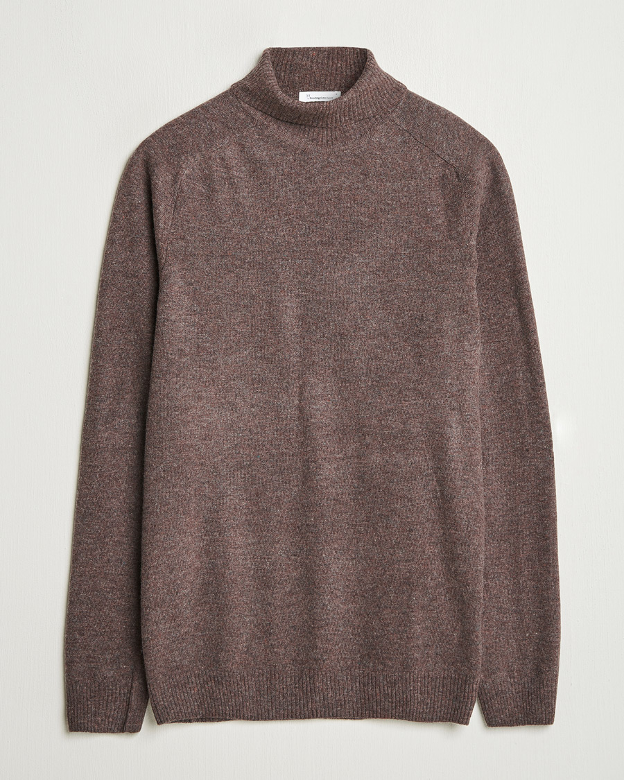 Homme | Pulls Et Tricots | KnowledgeCotton Apparel | Lambswool Rollneck Brown