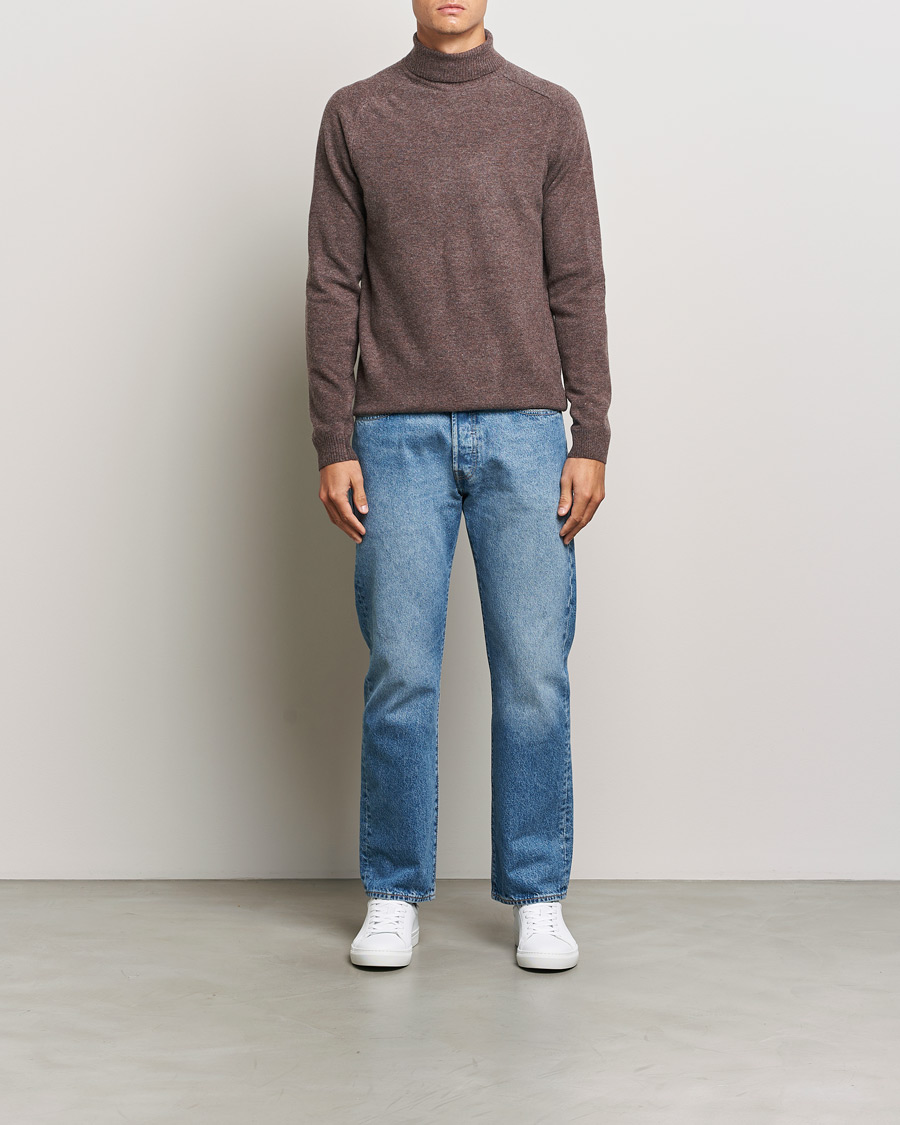 Homme | Pulls Et Tricots | KnowledgeCotton Apparel | Lambswool Rollneck Brown