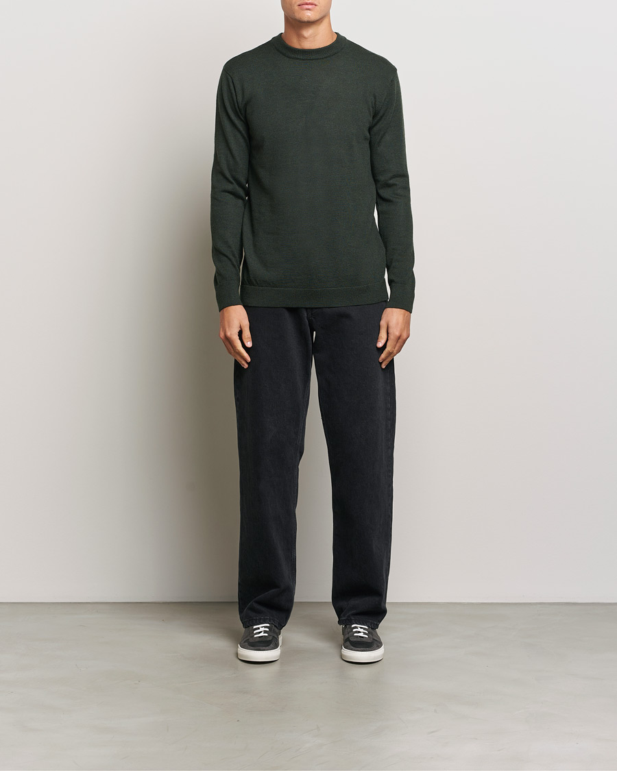 Homme | Pulls Et Tricots | KnowledgeCotton Apparel | Regular Merino Knit Crew Neck Green
