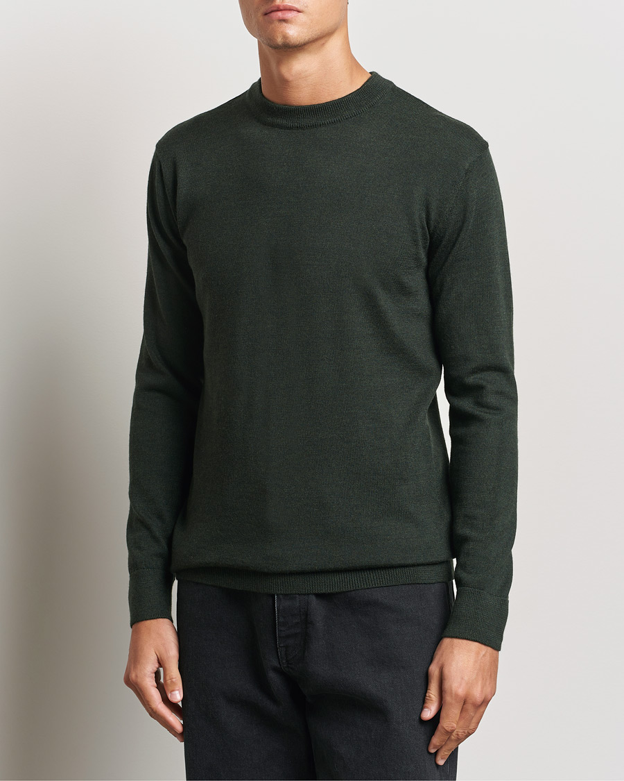 Homme | Pulls Et Tricots | KnowledgeCotton Apparel | Regular Merino Knit Crew Neck Green