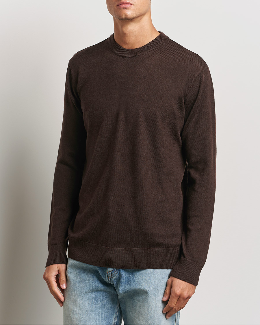 Homme | Pulls Et Tricots | KnowledgeCotton Apparel | Regular Merino Knit Crew Neck Brown