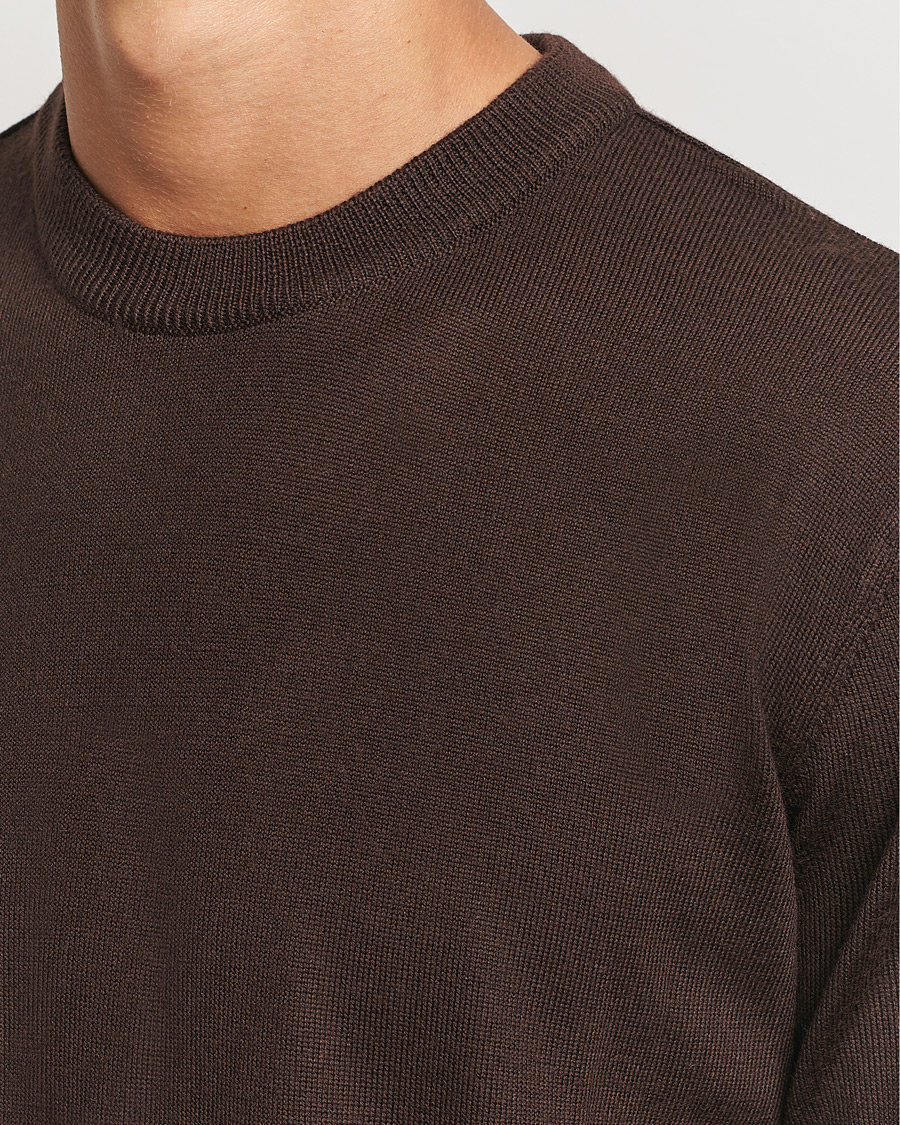 Homme | Pulls Et Tricots | KnowledgeCotton Apparel | Regular Merino Knit Crew Neck Brown