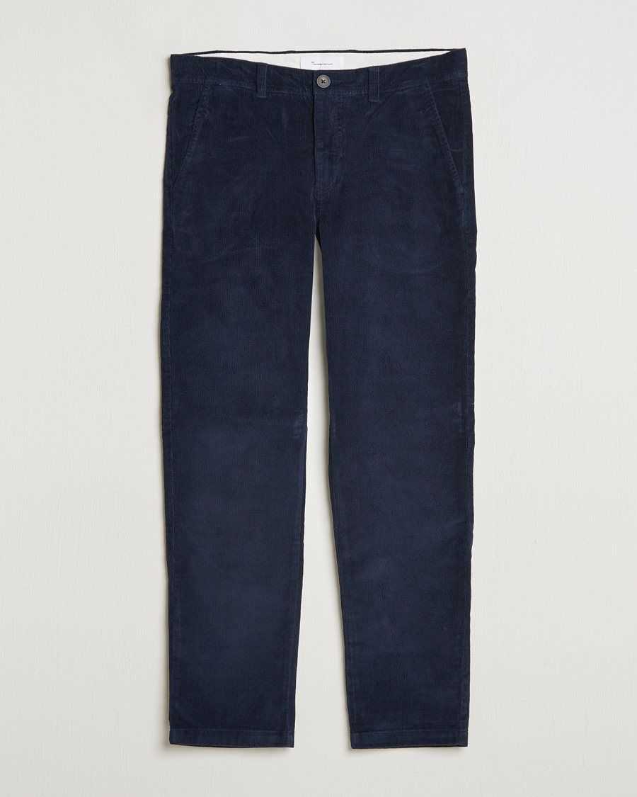 Homme | Pantalons | KnowledgeCotton Apparel | Chuck Regular Cord Trousers Night Sky