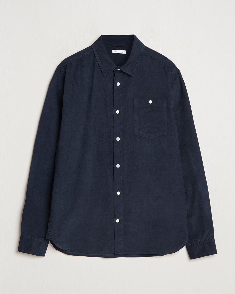 Homme | Chemises | KnowledgeCotton Apparel | Regular Fit Corduroy Shirt Navy