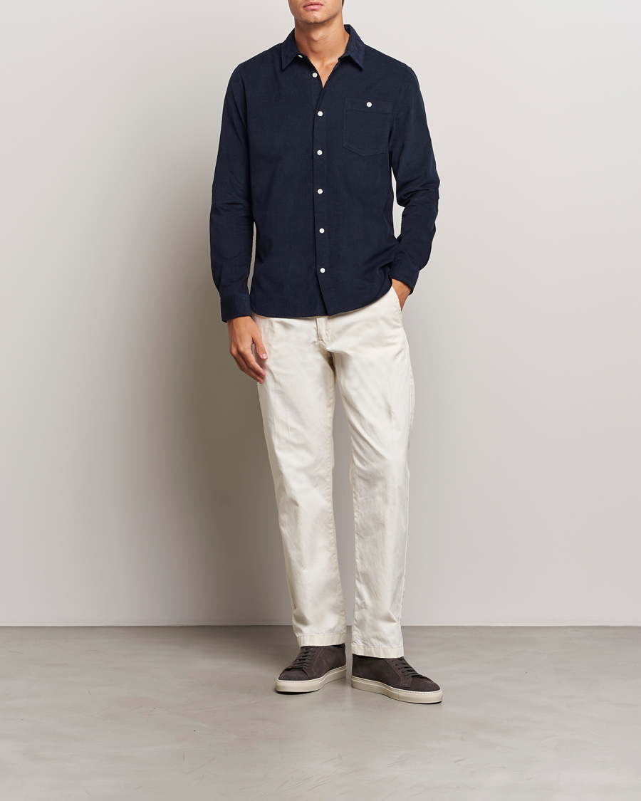 Homme | Chemises | KnowledgeCotton Apparel | Regular Fit Corduroy Shirt Navy
