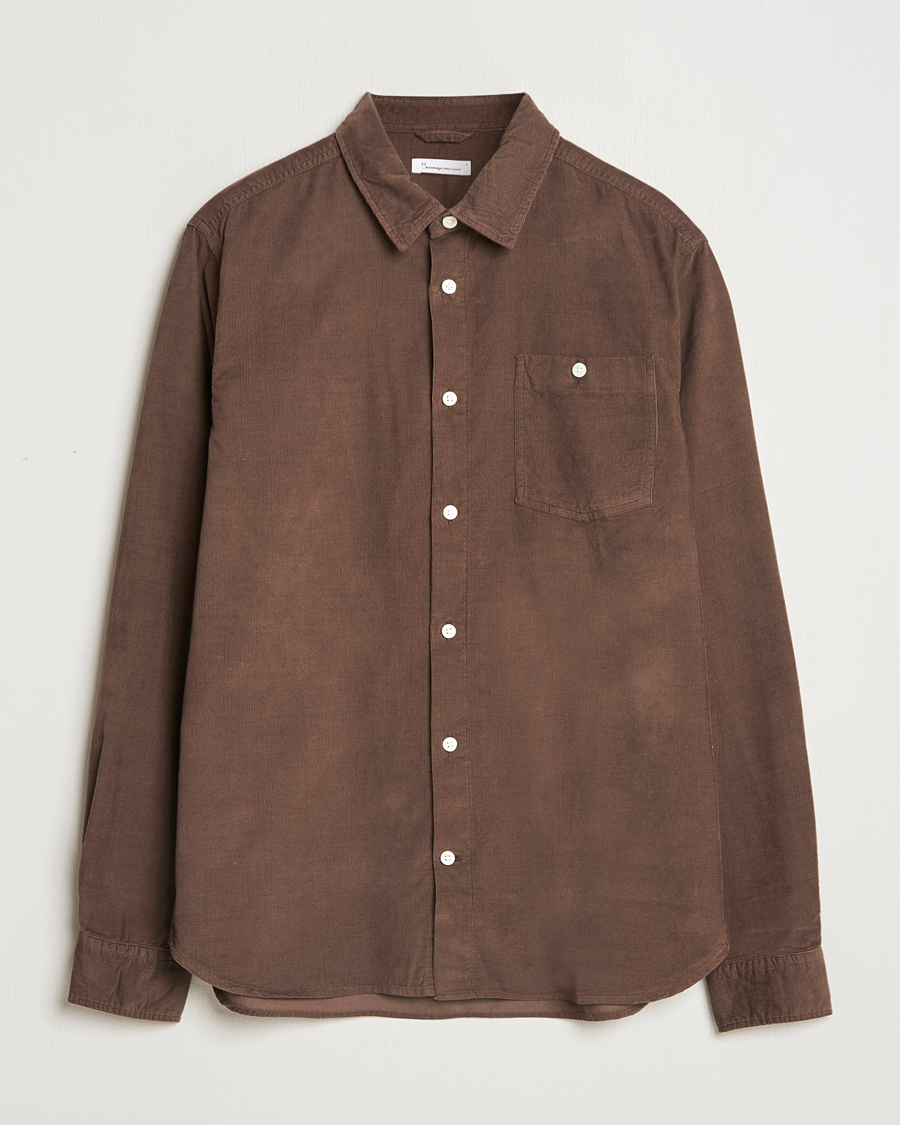 Homme | Chemises | KnowledgeCotton Apparel | Regular Fit Corduroy Shirt Brown