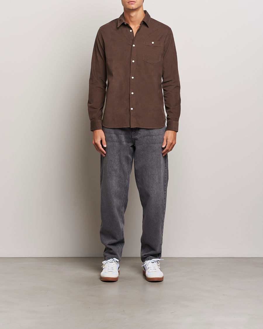 Homme | Chemises | KnowledgeCotton Apparel | Regular Fit Corduroy Shirt Brown