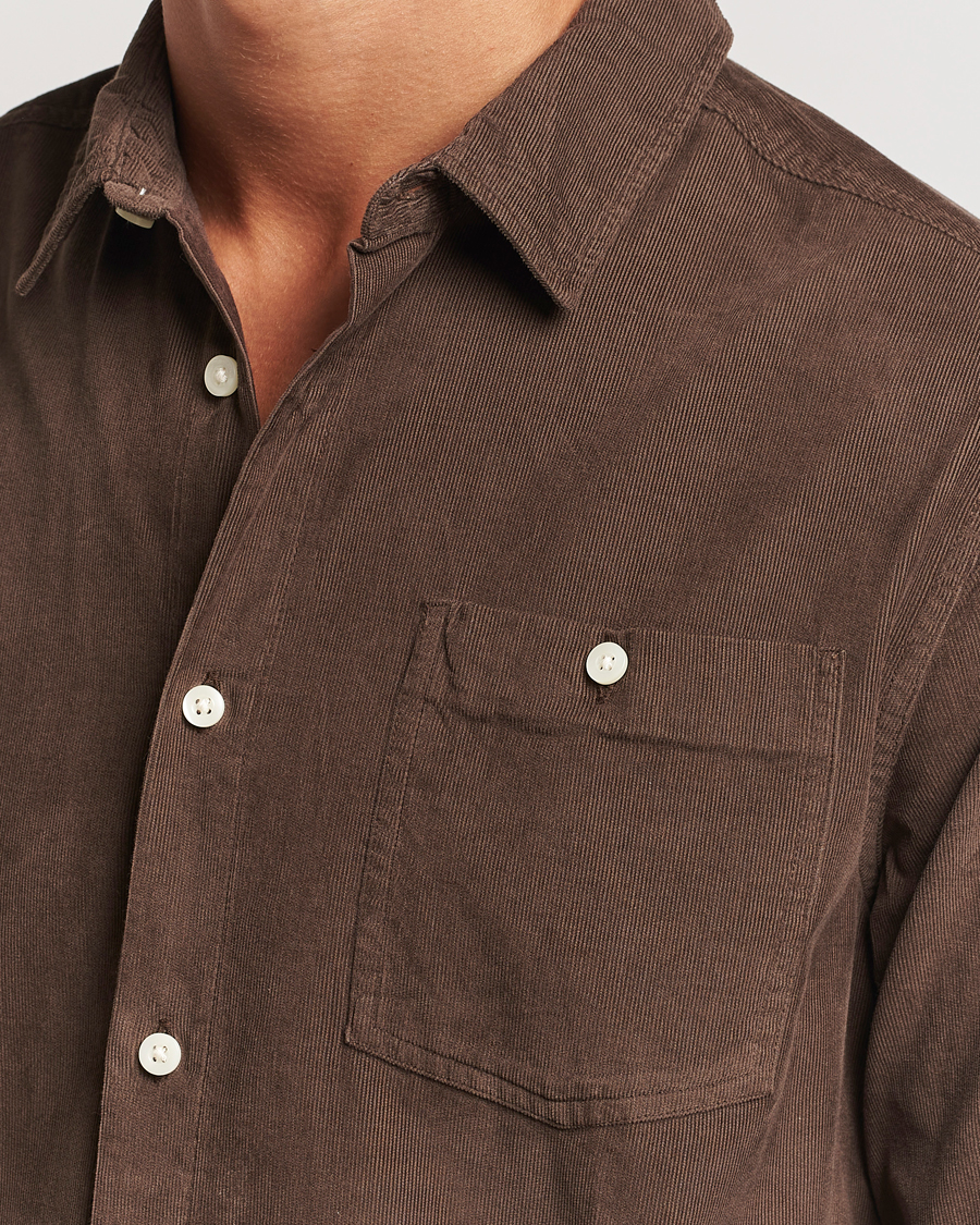 Homme | Chemises | KnowledgeCotton Apparel | Regular Fit Corduroy Shirt Brown