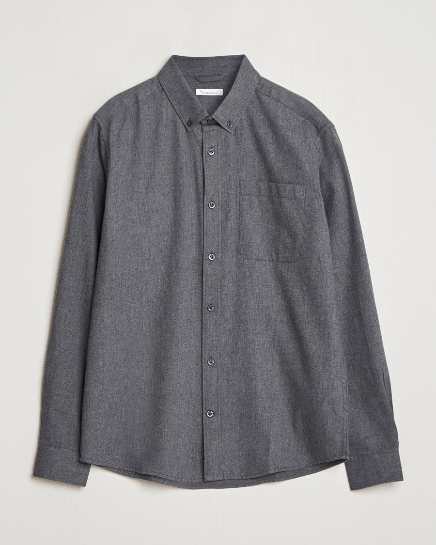 Homme | Chemises | KnowledgeCotton Apparel | Regular Fit Melange Flannel Shirt Grey