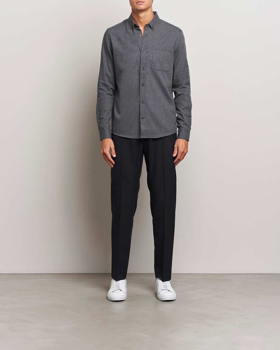 Homme | Chemises | KnowledgeCotton Apparel | Regular Fit Melange Flannel Shirt Grey