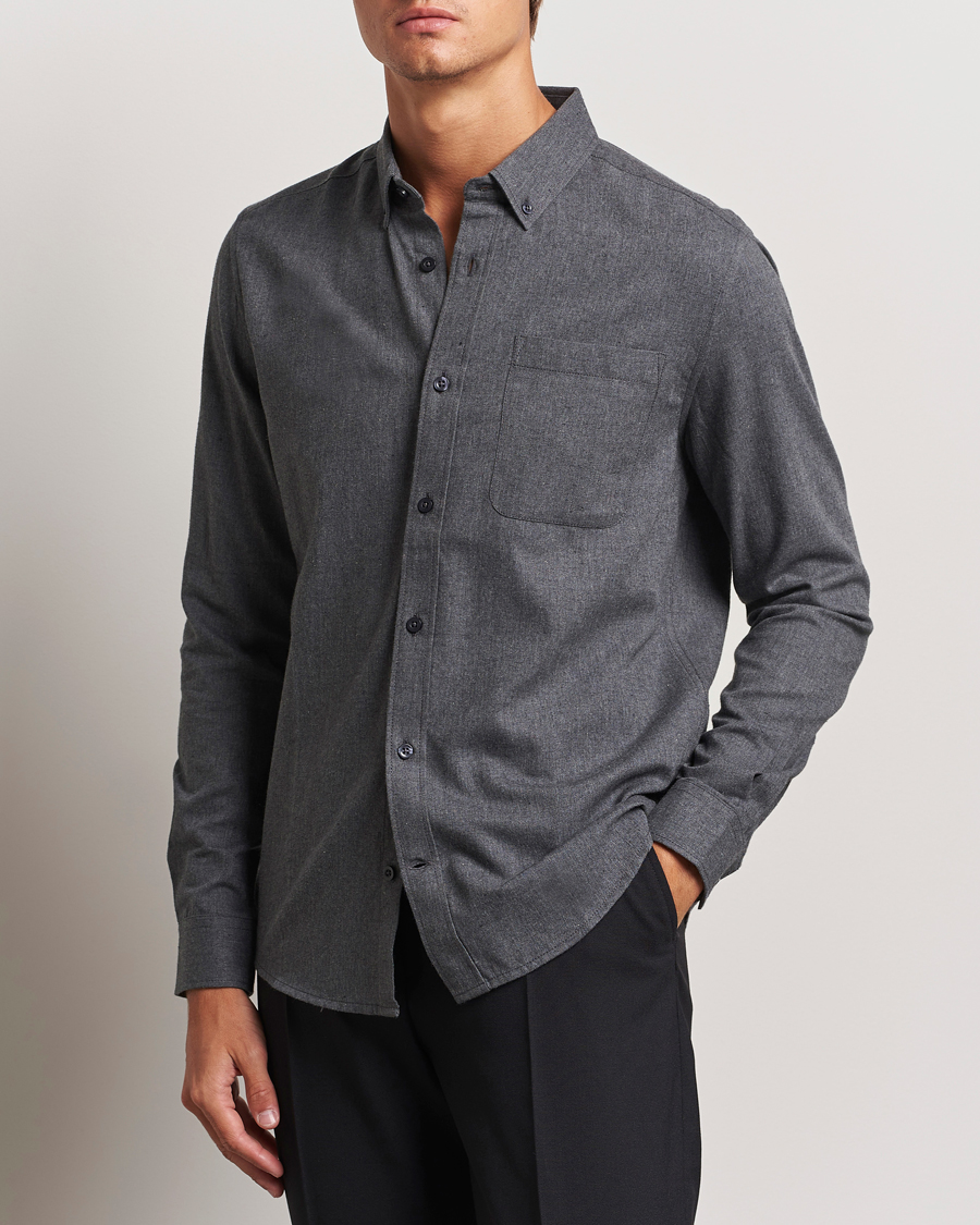 Homme | Chemises | KnowledgeCotton Apparel | Regular Fit Melange Flannel Shirt Grey