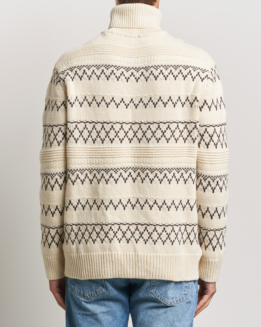 Homme | Pulls Et Tricots | KnowledgeCotton Apparel | Knitted Pattern Lambswool Rollneck Off White