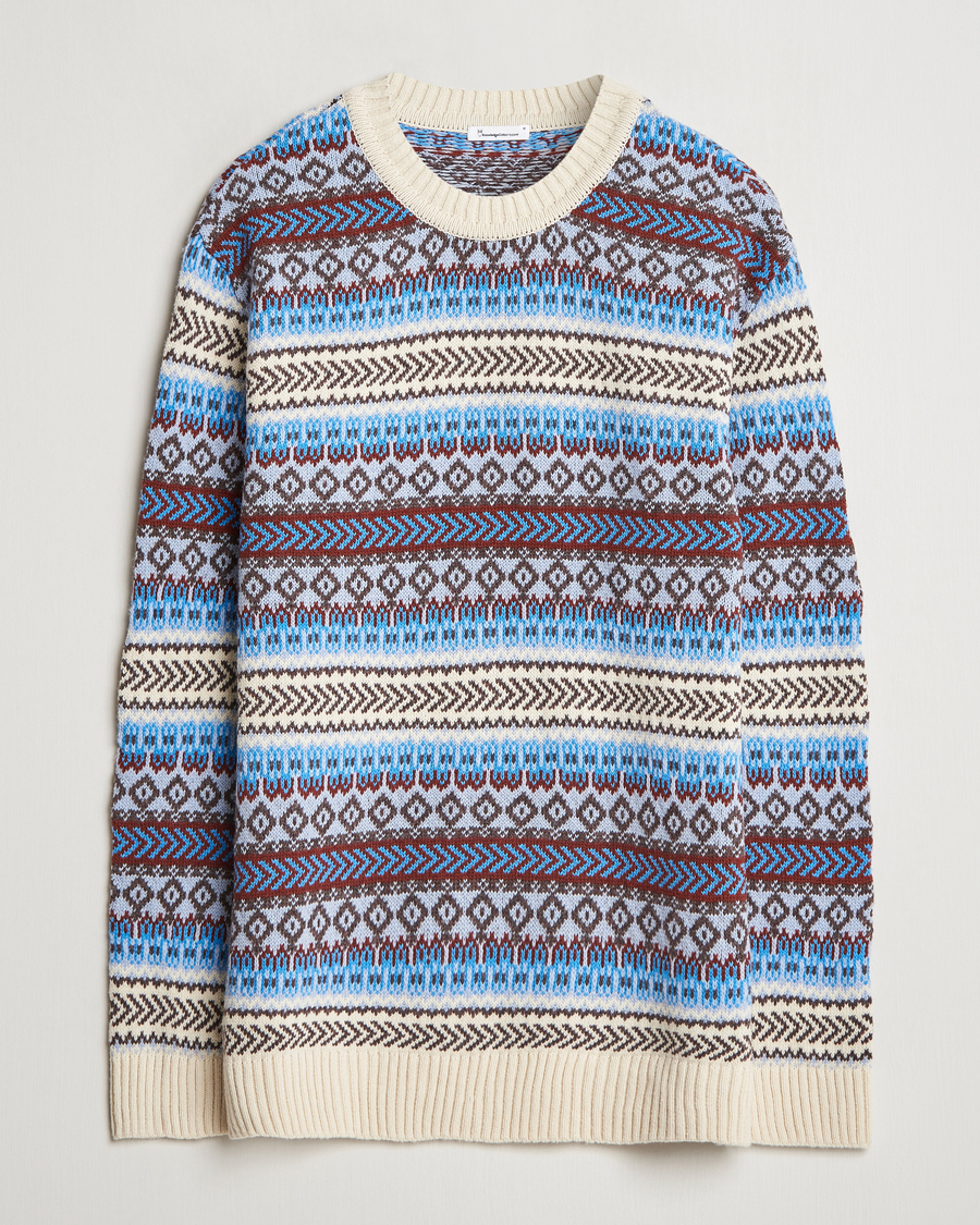 Homme | Pulls Et Tricots | KnowledgeCotton Apparel | Fairisle Knitted Crewneck Off White