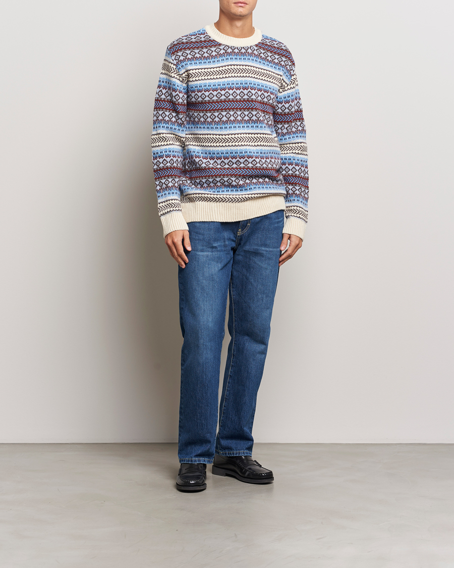 Homme | Pulls Et Tricots | KnowledgeCotton Apparel | Fairisle Knitted Crewneck Off White