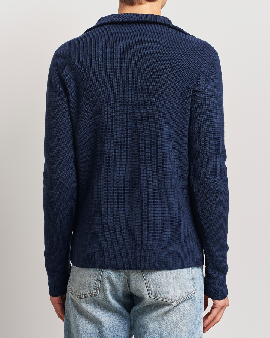 Homme | Pulls Et Tricots | KnowledgeCotton Apparel | Heavy Lambswool Half Zip Navy