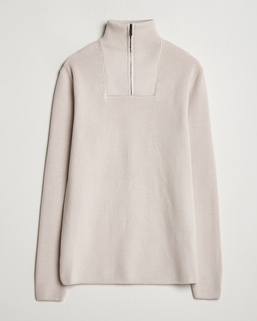 Homme | Pulls Et Tricots | KnowledgeCotton Apparel | Heavy Lambswool Half Zip Off White